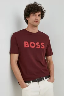 Koszulki męskie - BOSS t-shirt bawełniany BOSS CASUAL 50481923 kolor różowy z nadrukiem - Boss - grafika 1