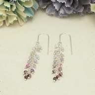 Kolczyki - Długie kolczyki gronka, srebro 925, turmalin śliwkowy - miniaturka - grafika 1