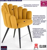 Krzesła - Elior Musztardowe tapicerowane krzesło kubełkowe - Zusi - miniaturka - grafika 1
