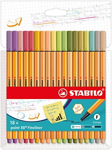 cienkopisy - STABILO point 88-18 sztuk w opakowaniu - w 18 różnych kolorach