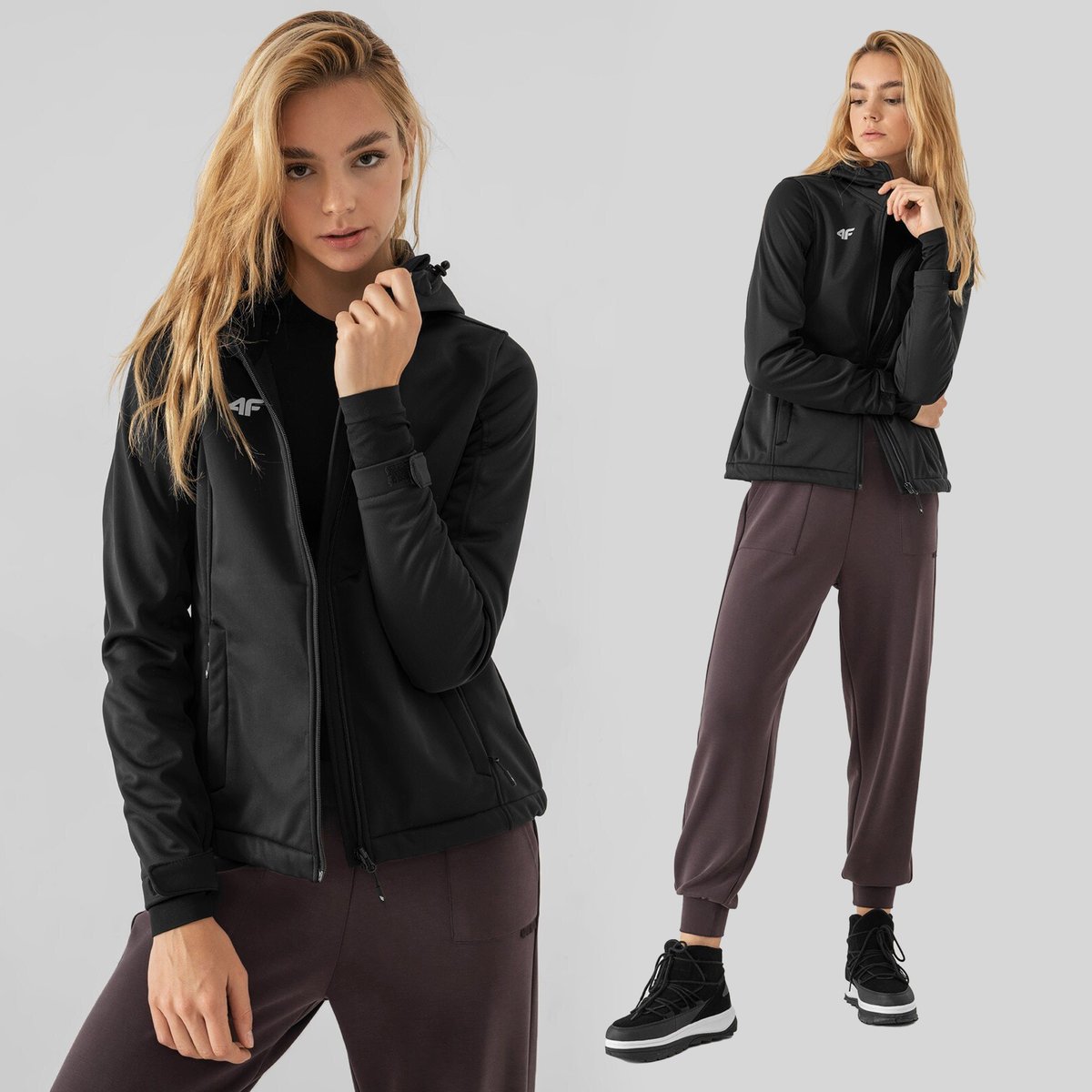 Kurtka damska softshell 4F głęboka czerń NOSH4 SFD350 20S-S