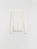 Bluzki damskie - Reserved - Bluzka z wełny merino - złamana biel - miniaturka - grafika 1