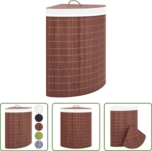 The Living Store Narożny kosz na pranie Bambus Brązowy 60 L - Kosze na bieliznę - miniaturka - grafika 1