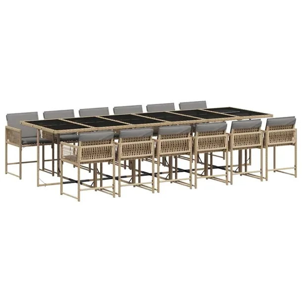 Zestaw Mebli Ogrodowych Rattan PE, Stół 330x106x73 cm, Krzesła 50,5x50x7