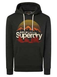 Superdry Męska bluza z kapturem Mężczyźni zielony nadruk, S - Bluzy męskie - miniaturka - grafika 1