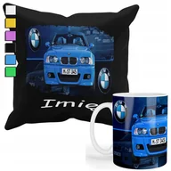 Gadżety dla niej i dla niego - ZESTAW KUBEK + PODUSZKA Z POSZEWKĄ- PREZENT DLA FANA MOTORYZACJA BMW+ IMIĘ - miniaturka - grafika 1