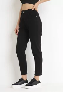Czarne Jeansy Mom Fit z Gumką w Pasie Copelina - Spodnie damskie - miniaturka - grafika 1