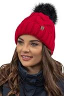 Czapki damskie - Vivisence czapka dzianinowa damska - czapka bobble czapki dzianinowe nakrycia głowy na zimę jesień - czapka z bobble ciepła czapka zimowa dla kobiet - czerwona - miniaturka - grafika 1