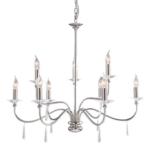 Elstead Lampa wisząca Metalowy żyrandol do jadalni Finsbury Park świecznikowy FP9-POL-NICKEL FP9-POL-NICKEL - Lampy sufitowe - miniaturka - grafika 1