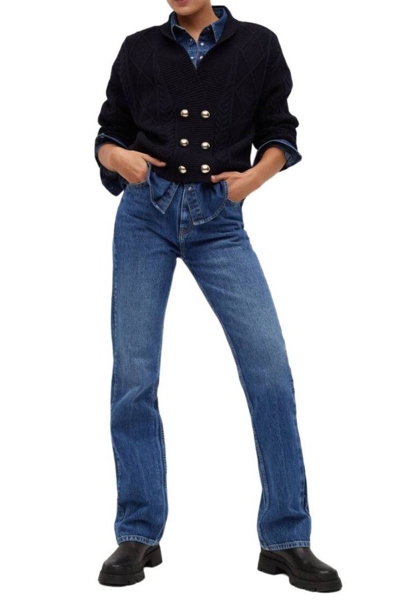 Spodnie damskie Mango jeansowe niebieskie proste -XS