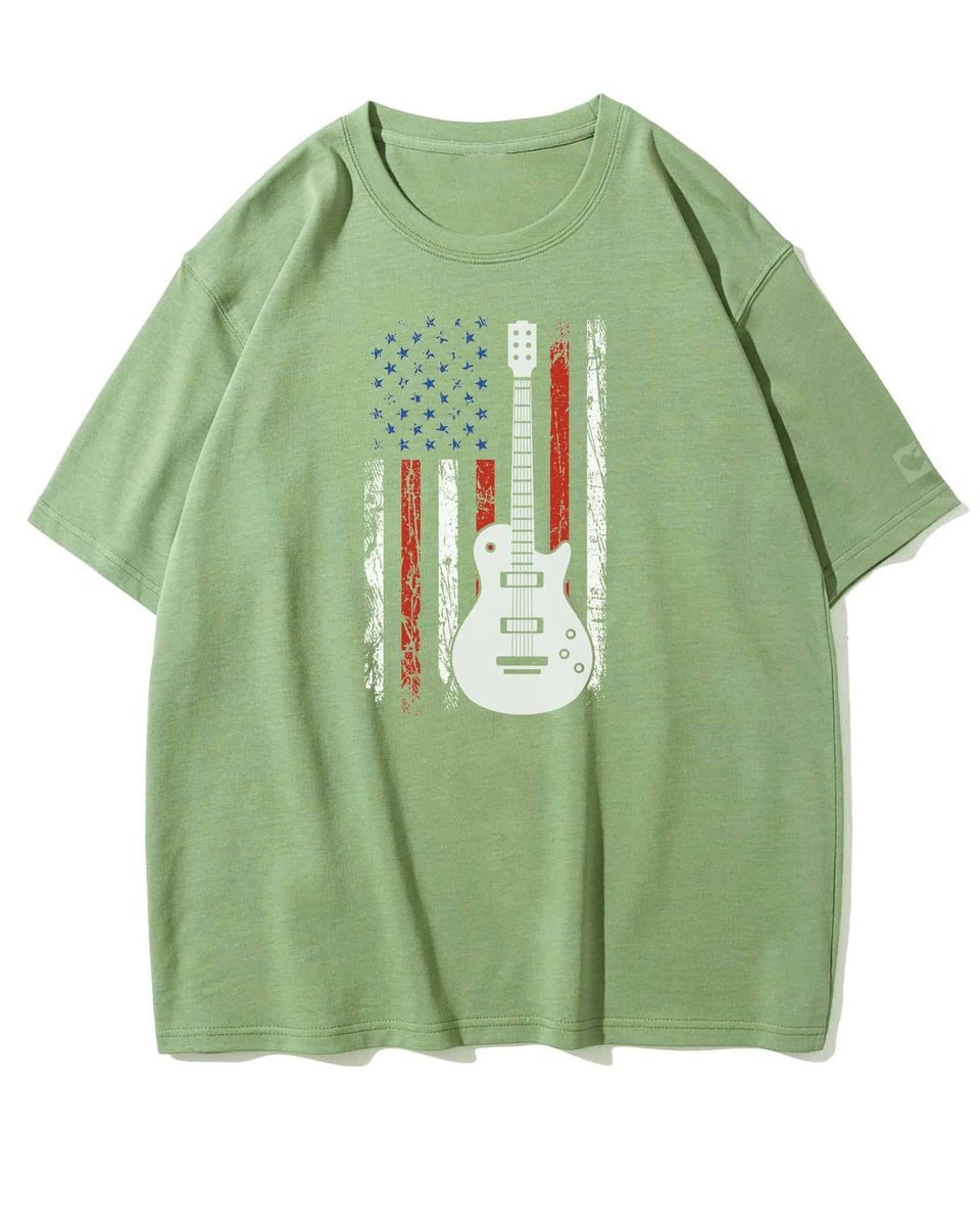 Koszulka oversize Rock Gitara Amerykańska Muzyka Matcha S