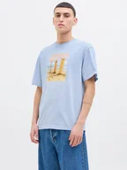 Koszulki męskie - Jack & Jones Koszulka "Porto" w kolorze błękitnym - miniaturka - grafika 1
