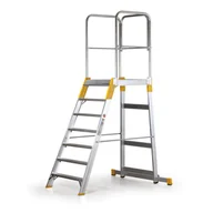 Drabiny - ALVE Aluminiowy pomost, drabina z platformą, jednostronna FORTE, 7 szczebli, wysokość 1,47 m 558038 - miniaturka - grafika 1