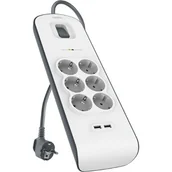 Listwy zasilające - Belkin Listwa zasilająca Surge Plus 6-fold incl. 2 x USB 2,4A - BSV604VF2 (BSV604VF2M) - miniaturka - grafika 1