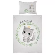 Pościel dla dzieci - Pościel niemowlęca, kot, 90 x 120 cm, szara - miniaturka - grafika 1
