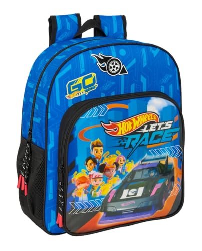 Safta HOT WHEELS LET'S RACE - Plecak szkolny dla dzieci, plecak dziecięcy, odpowiedni do wózka, idealny dla dzieci w wieku szkolnym, wygodny i wszechstronny, jakość i wytrzymałość, 32 x 12 x 38 cm,