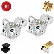 Kolczyki - SREBRNE KOLCZYKI DLA DZIEWCZYNKI 925 KOT KOTKI MISIE SZTYFT WKRĘTKI - miniaturka - grafika 1