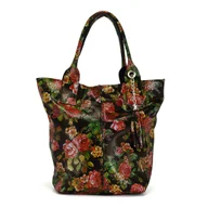 Torebki damskie - Duża Skórzana Damska Shopperbag Na Ramię W Kwiaty - miniaturka - grafika 1