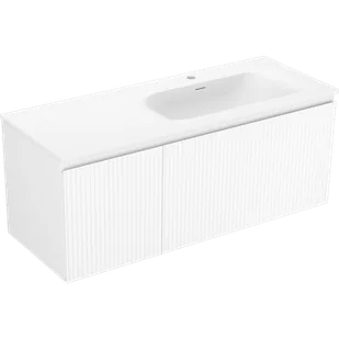 Mexen Rivel szafka łazienkowa 120 cm z umywalką Vela prawą, 1S, 1D, ryflowana, biała mat - 91A23-12047-3-BBFF01-W23P01 - Szafki łazienkowe - miniaturka - grafika 1