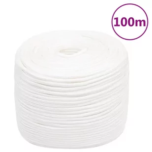 vidaXL Linka żeglarska, biała jednolita, 6 mm, 100 m, polipropylen - Pasmanteria - miniaturka - grafika 1