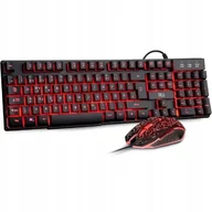 Zestawy myszka + klawiatura - Rii Zestaw Klawiatury i Myszy Gamingowej z Podświetleniem LED QWERTZ - miniaturka - grafika 1