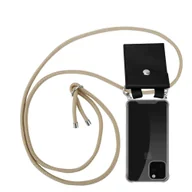 Etui i futerały do telefonów - Cadorabo łańcuszek do telefonu Apple iPhone 11 PRO MAX (XI PRO MAX) w kolorze GLOSSY BROWN silikonowy naszyjnik ze srebrnymi pierścieniami, sznurkowym paskiem i odłączanym etui ochronnym - miniaturka - grafika 1