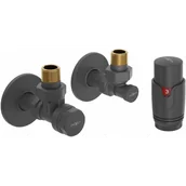 Zawory i kraniki - Mexen G00 zestaw termostatyczny kątowy z maskownicą R, antracyt - W901-900-904-66 - miniaturka - grafika 1