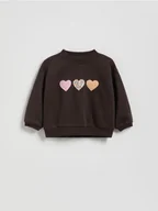 Bluzy dla dziewczynek - Reserved - Bluza z naszywkami - ciemnobrązowy - miniaturka - grafika 1