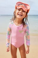 Stroje kąpielowe dla dziewczynek - Roxy jednoczęściowy strój kąpielowy dziecięcy TINY FLOWERNE kolor różowy - miniaturka - grafika 1