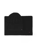 Czapki damskie - Tommy Hilfiger Zestaw Szalik i Czapka Flag Fluffy AW0AW17994 Czarny - miniaturka - grafika 1