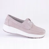 Półbuty damskie - Półbuty damskie skóra GOODIN GD-XW-1034 wiązanie profilowane beż 40 - miniaturka - grafika 1