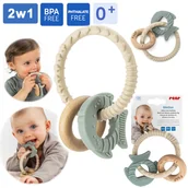 Zabezpieczenia dla dzieci - Gryzak pierścień bransoletka silikonowy drewniany ząbkowanie BiteDuo REER - miniaturka - grafika 1