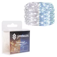 Oświetlenie świąteczne - SPRINGOS Lampki choinkowe SPRINGOS Lampki choinkowe 20 LED druciki mikro na baterie białe niebieskie UNIWERSALNY 28162-uniw - miniaturka - grafika 1