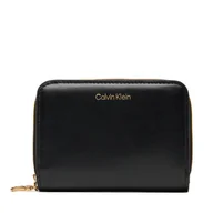 Portfele - Mały Portfel Damski Calvin Klein Ck Medium Flap Zip Around LV04F1075G Czarny - miniaturka - grafika 1