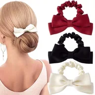 Ozdoby do włosów - Gumki do Włosów Super Kolory i Wzory Kokarda XL x3szt. Biała Czarna Czerwona - miniaturka - grafika 1