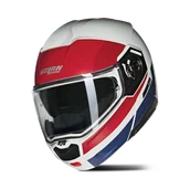 Kaski motocyklowe - Kask Szczękowy Nolan N90-3 Złamany Biały/Czerwony/NiebieskiM - miniaturka - grafika 1