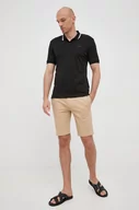 Koszulki męskie - BOSS polo bawełniane 50469360 kolor czarny gładki - Boss - miniaturka - grafika 1