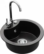 Zlewozmywaki z baterią - Mexen Zlewozmywak  Diego granitowy 1-komorowy z baterią kuchenną Telma, czarny/srebrny - 6512-73-670200-00 - miniaturka - grafika 1