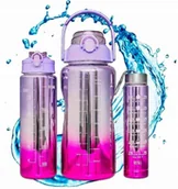 Shakery i bidony sportowe - Butelka Na Wodę Bidon z Miarką ze Słomką Przypomnienie Siłownia Zestaw 3szt - miniaturka - grafika 1