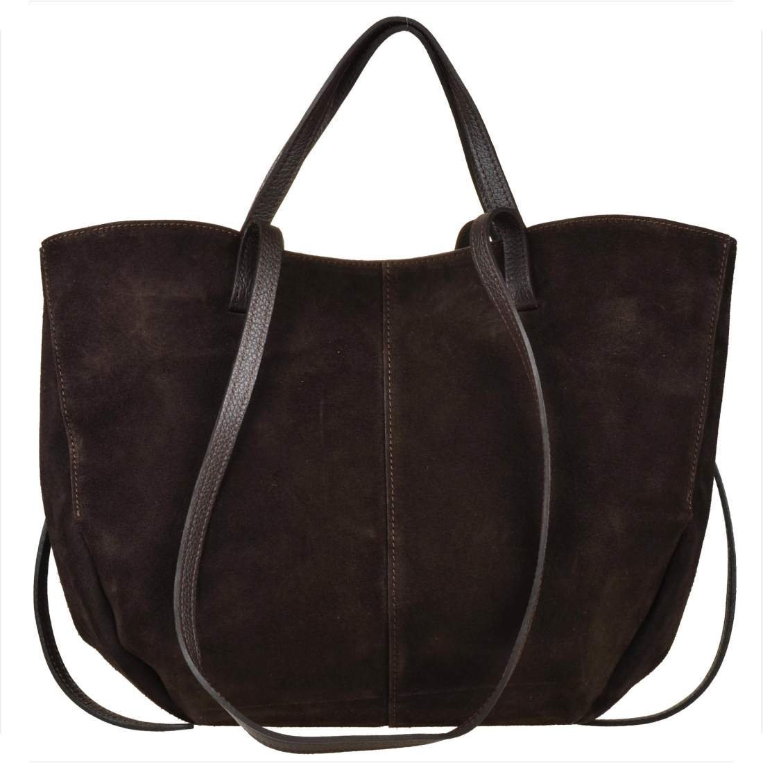 Genuine Leather torba skórzana zamszowa shopper bag brąz czekolada XL