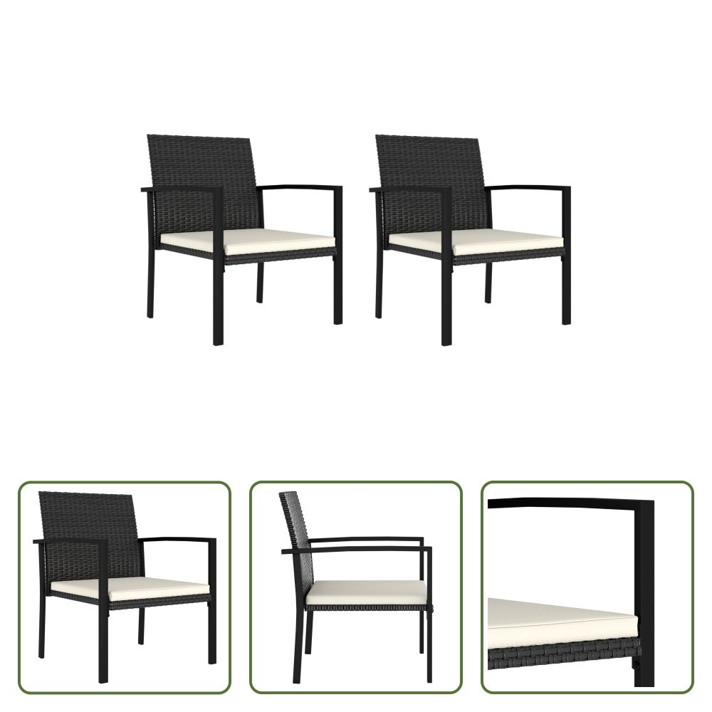 The Living Store Krzesła ogrodowe do jadalni 2 szt. Poli rattan czarny
