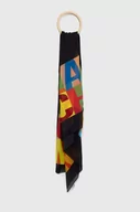 Apaszki i szaliki męskie - Moschino chusta z domieszką jedwabiu kolor czarny wzorzysta - miniaturka - grafika 1