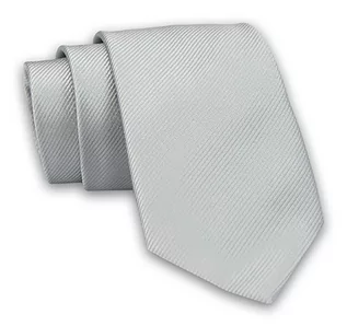 Krawaty i muchy męskie - Jasny Szary Elegancki Klasyczny Krawat -Angelo di Monti- 7 cm, Jednokolorowy, w Delikatne Prążki - grafika 1