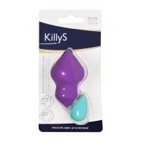 INTER-VION KillyS - MAGICZNE GĄBKI 3D - Zestaw dwóch gąbek do aplikacji kosmetyków - Różowy stożek i mini niebieskie jajko INTDKSMJA - Pędzle do makijażu - miniaturka - grafika 1