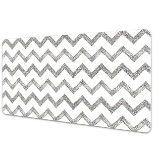 Podkładka na całe biurko Srebrne geometryczne zygzaki 90x45 cm - Podkładki na biurko - miniaturka - grafika 1