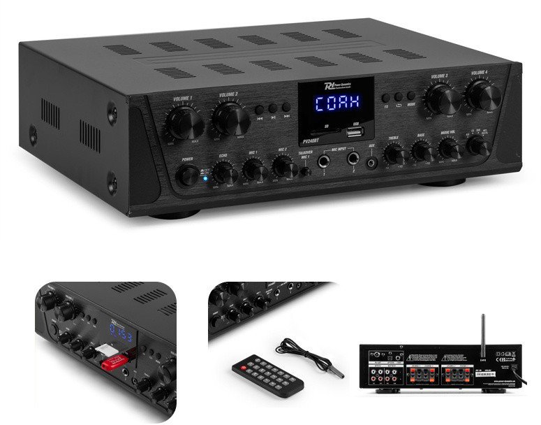 Power Dynamics Wzmacniacz audio PV240BT 4 strefowy 400W BT USB SD FM pilot one size