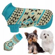 Ubranka dla psów - Sweterek dla psa ubranko na zimę ciepły rozciągliwy sweter z golfem S - miniaturka - grafika 1