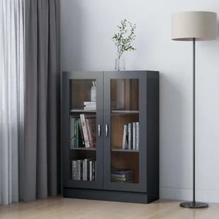 VidaXL Witryna, szara, 82,5x30,5x115 cm, płyta wiórowa 802752 VidaXL - Witryny - miniaturka - grafika 1