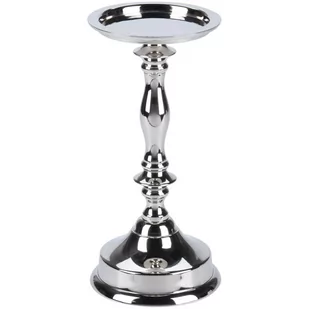 Vilde Świecznik SREBRNY, wysoki połysk, błyszczący, stojak, podstawka GLAMOUR na świecę świeczkę 21,5 cm 139032 - Świeczniki - miniaturka - grafika 1