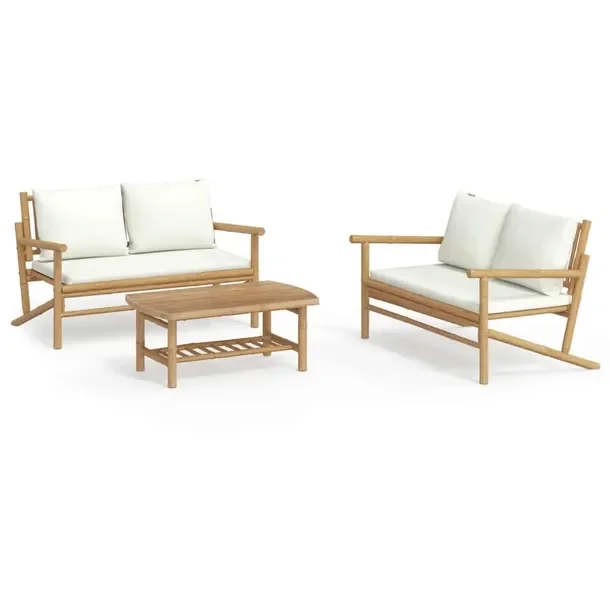 Zestaw wypoczynkowy z bambusa: stolik 90x55x37 cm, ławki 115x75x74 cm, kre